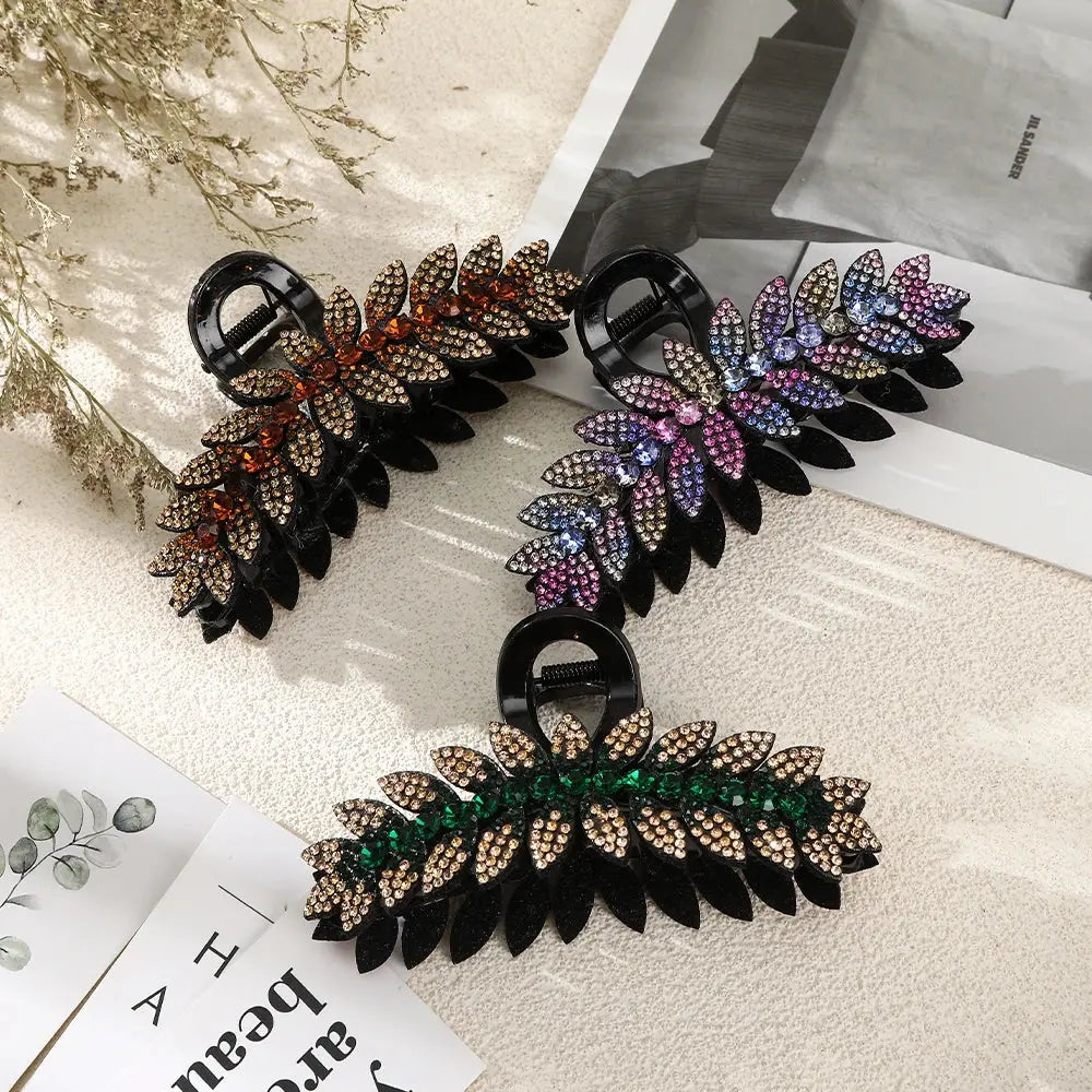 Women Luxury Rhinestone Hair Claws Crab Hairpins Ladies Large Size Ponytail Hair Clips Fashion Hair Accessories free shipping - Loja Mireva