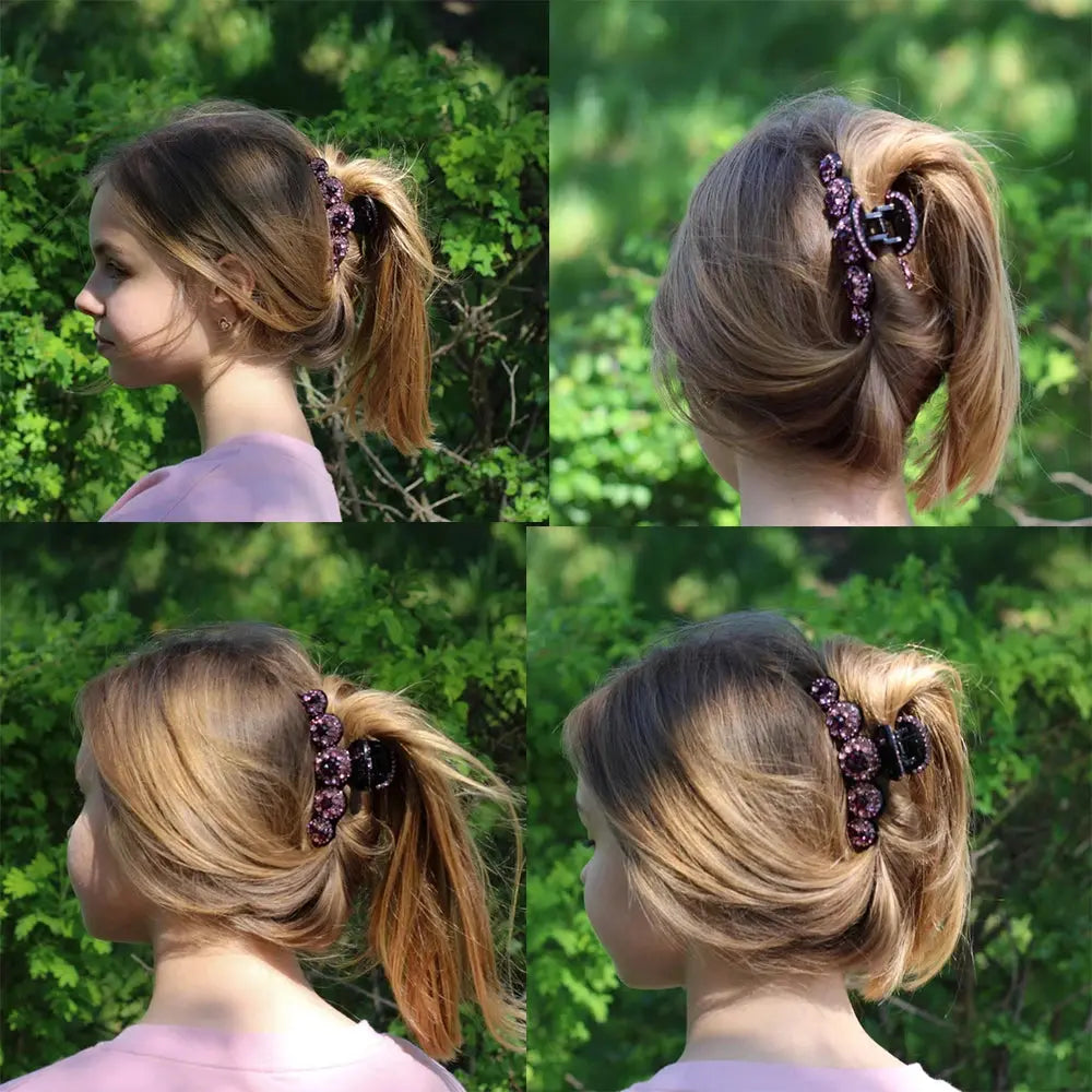 Women Big Rhinestone Hair Claws Crab Hairpins Crystal Hair Clips Barrettes Ponytail Girls Hair Accessories Ornaments Hairgrip - Loja Mireva