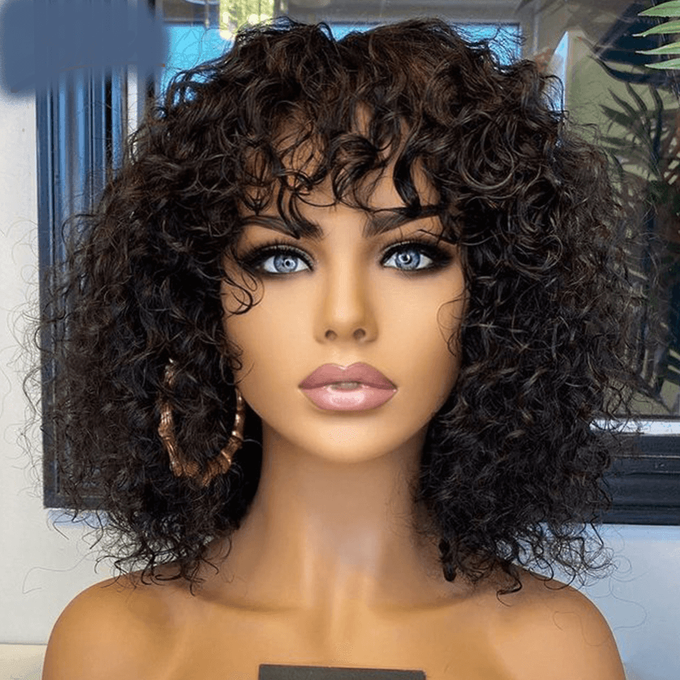 Lace Front Cabelo Humano Cacheado com Franja - Loja Mireva