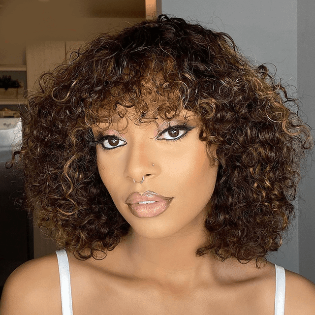 Lace Front Cabelo Humano Cacheado com Franja - Loja Mireva