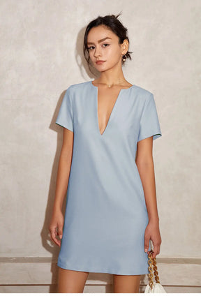 Vestido Alfaiataria de Verão - Decote em V - Loja Mireva
