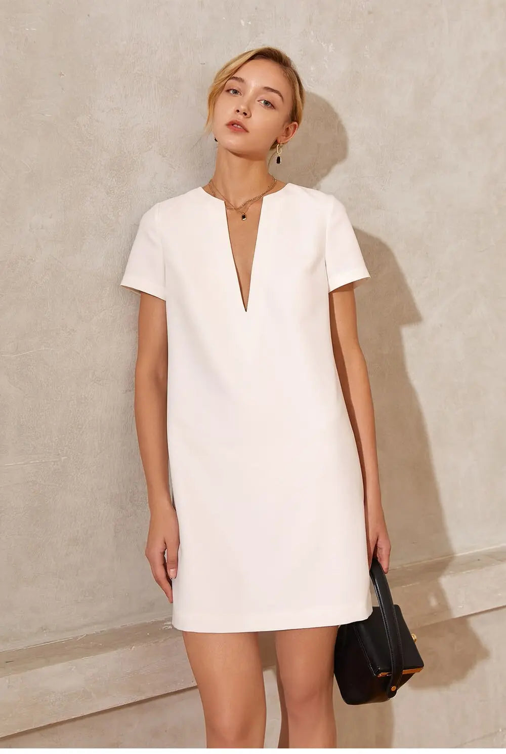 Vestido Alfaiataria de Verão - Decote em V - Loja Mireva