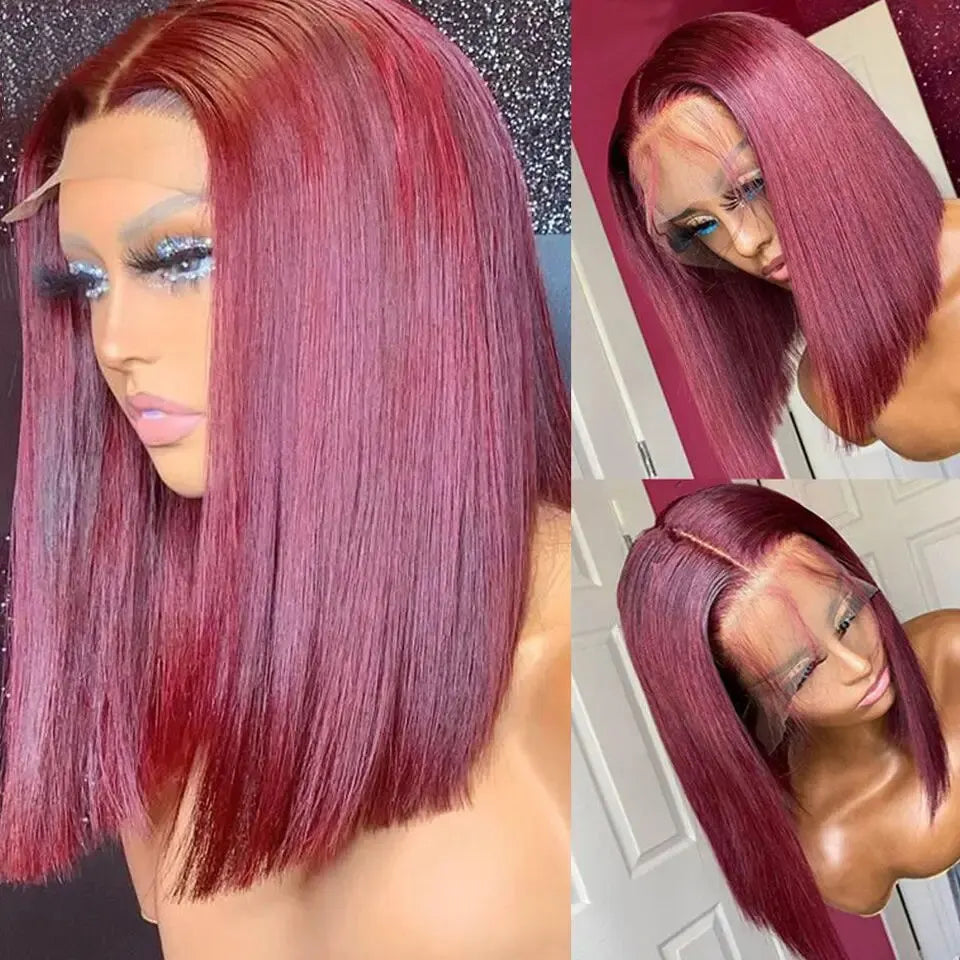 Lace Front Cabelo Humano Borgonha - Loja Mireva