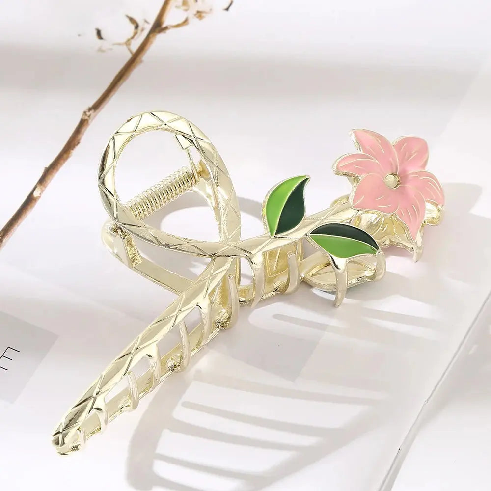 Netizen Korean Edition Exquisite Super Immortal Flower Hairpin Elegant Temperament Female Metal Hairpin Shark Clip Ins - Loja Mireva