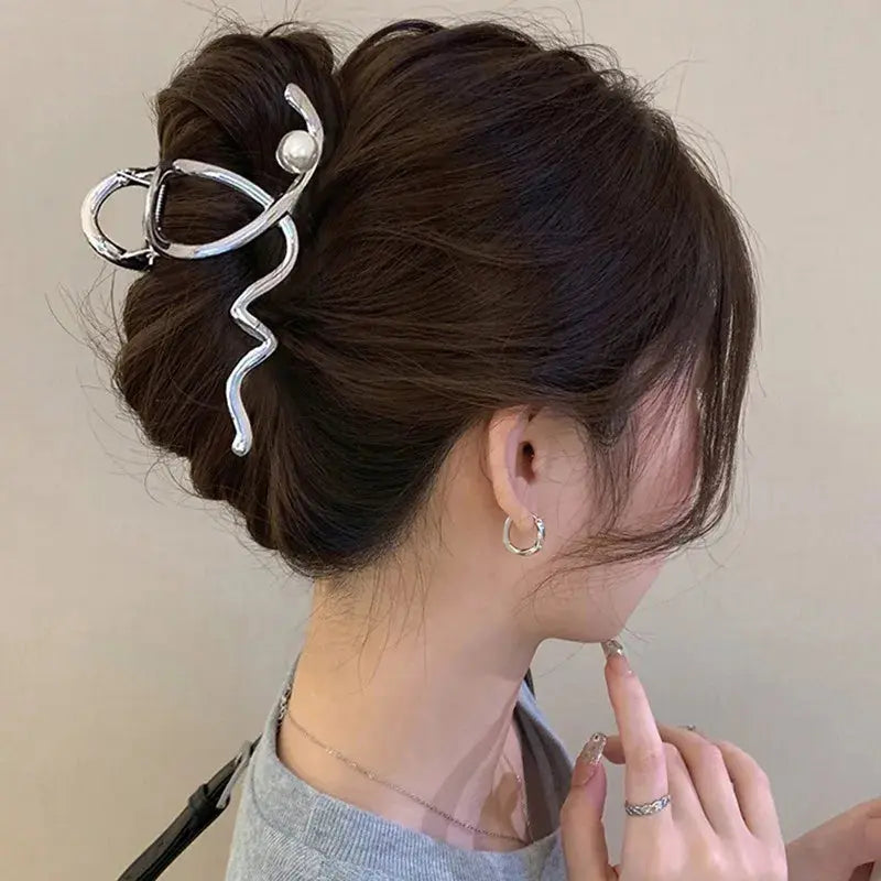 Metal Geometric Hair Claw Crab Hairpins Fashion Cross Hair Clips Barrettes Women Girls Korean Ponytail Clip Hair Accessories - Loja Mireva