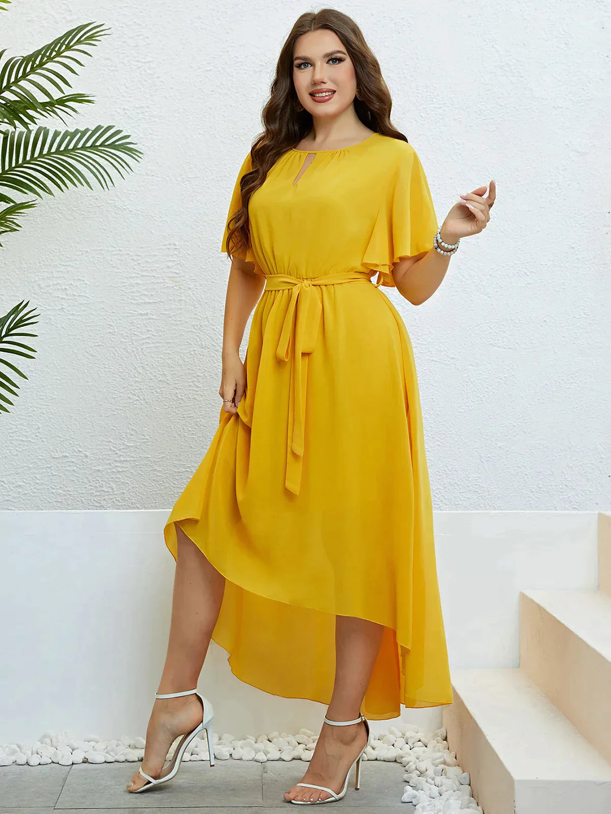 Vestido Plus Size Longuete Amarelo - Loja Mireva