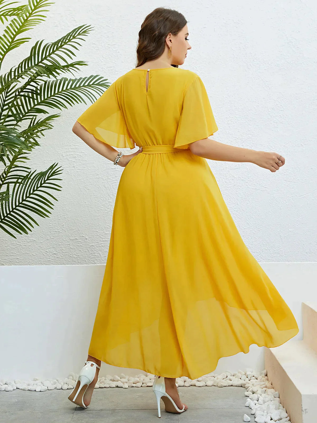Vestido Plus Size Longuete Amarelo - Loja Mireva