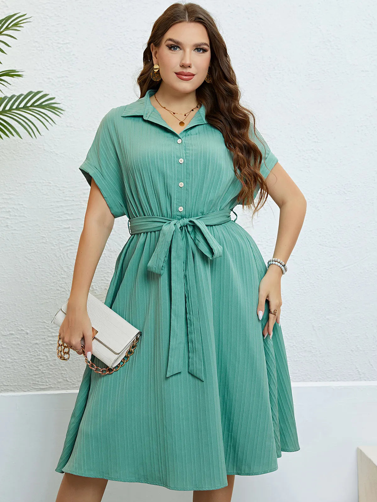 Vestido Plus Size com Botão - Loja Mireva