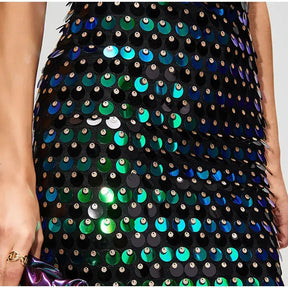 Solid Sequin Sexy Elegant Slim Dress For Women Fashion Sleeveless Backless Spaghetti Strap Party Dresses Chic Club Evening Robes - Loja Mireva