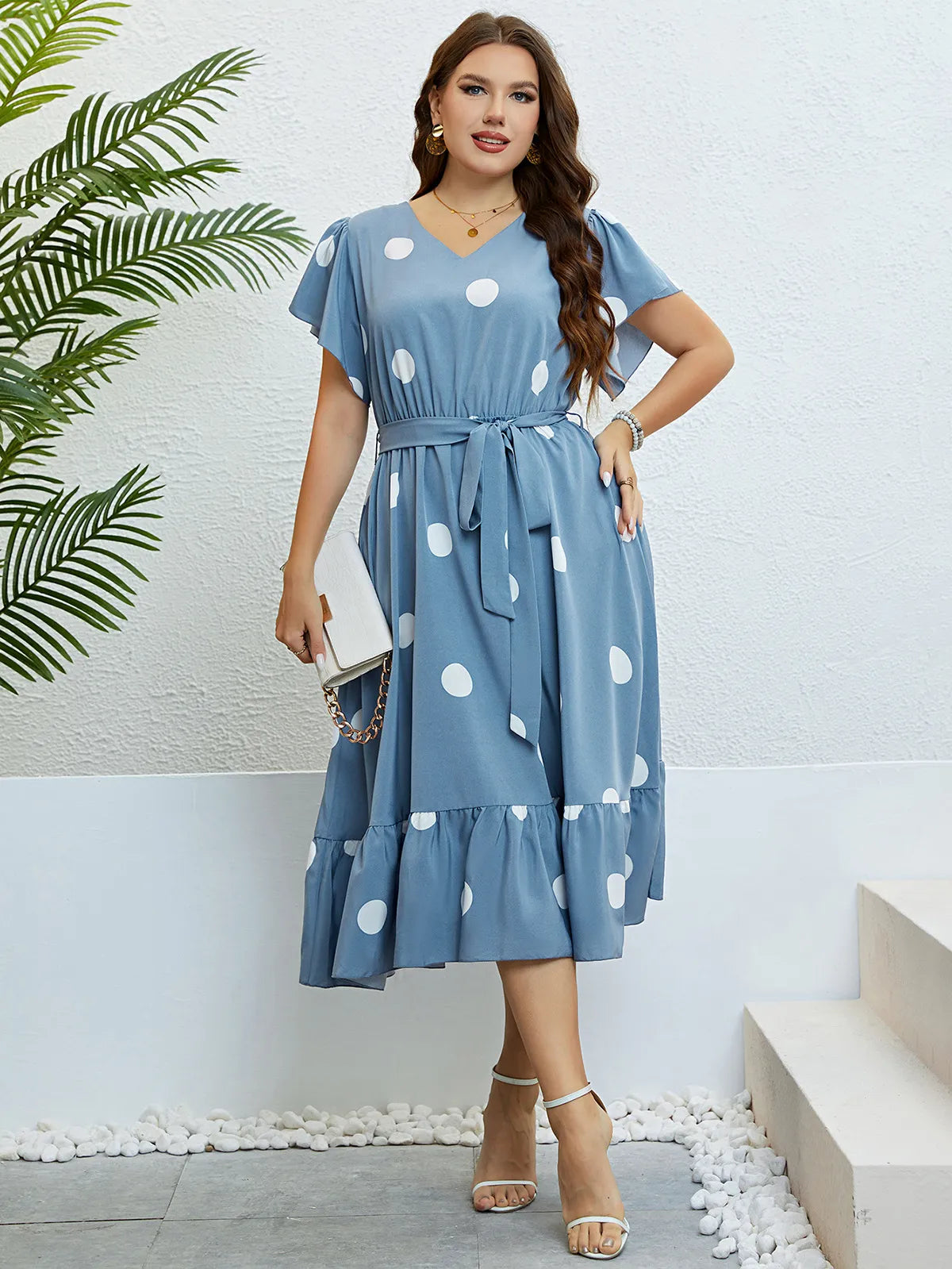 Vestido Plus Size Midi Azul - Loja Mireva