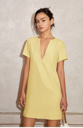 Vestido Alfaiataria de Verão - Decote em V - Loja Mireva