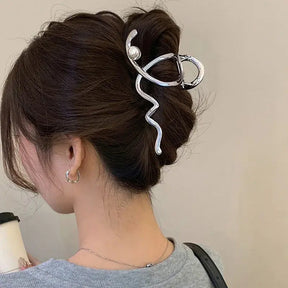 Metal Geometric Hair Claw Crab Hairpins Fashion Cross Hair Clips Barrettes Women Girls Korean Ponytail Clip Hair Accessories - Loja Mireva