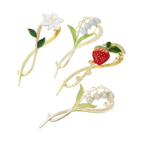Elegant Lily of the Valley Hairpin Strawberry Shape Metal Hair Clips Sweet Hair Claw Fashion Hair Accessories Headwear - Loja Mireva