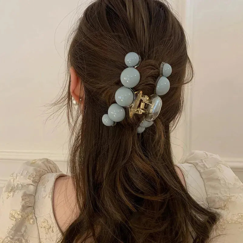 Colorful Gradient Ball Bead Hair Claws Acetate Hairpin for Women Hair Accessories Summer Jewelry 2022 Make Up Vintage Hair Clip - Loja Mireva