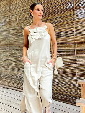 2024 New Elegant Cotton Linen Dresses Women Sleeveless Solid Color Split Fashion Vintage Loose Dress Vestidos Lady Outwear - Loja Mireva