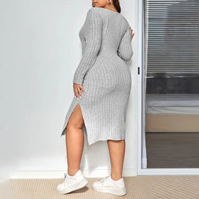 Vestido Plus Size Canelado - Loja Mireva