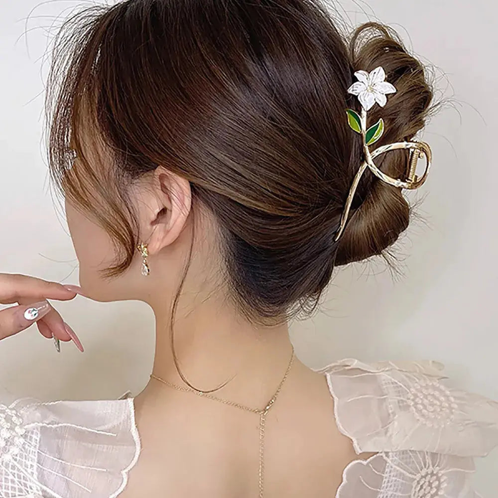 Netizen Korean Edition Exquisite Super Immortal Flower Hairpin Elegant Temperament Female Metal Hairpin Shark Clip Ins - Loja Mireva