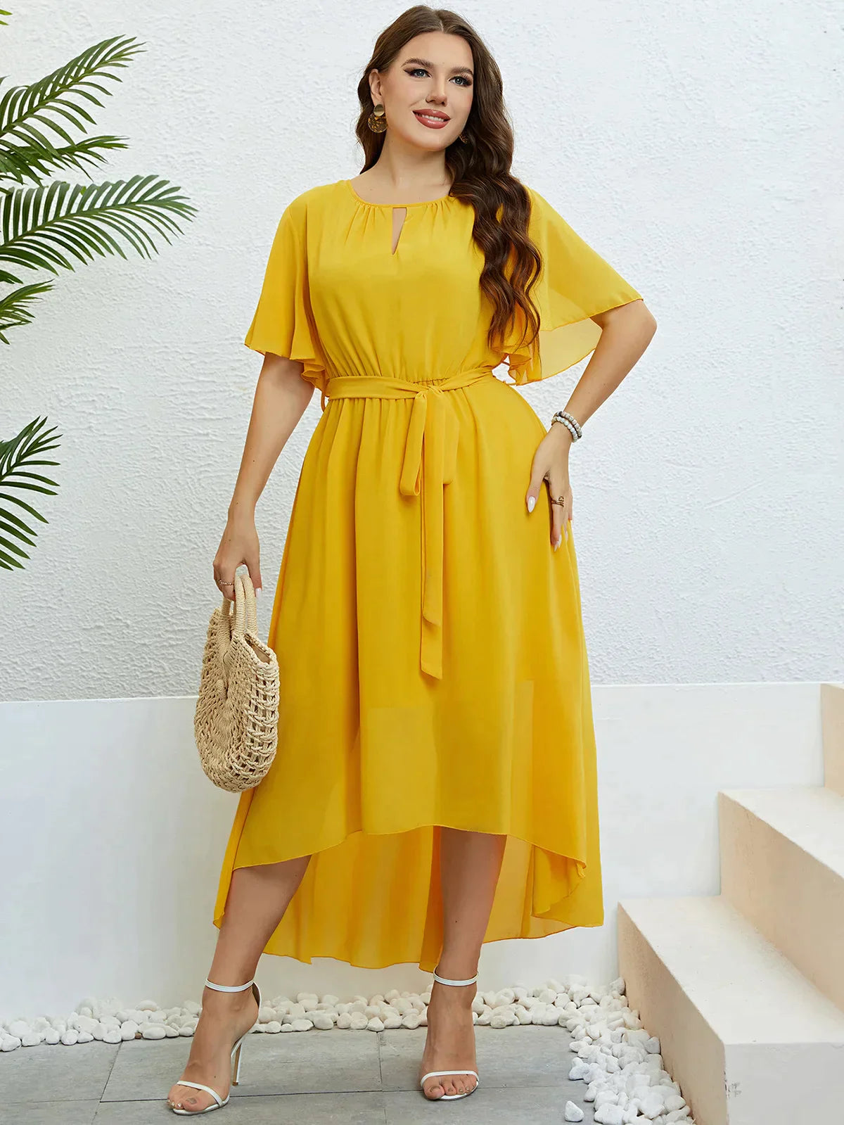Vestido Plus Size Longuete Amarelo - Loja Mireva
