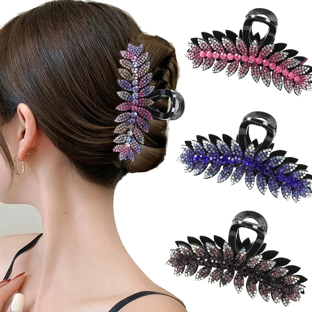 Women Luxury Rhinestone Hair Claws Crab Hairpins Ladies Large Size Ponytail Hair Clips Fashion Hair Accessories free shipping - Loja Mireva