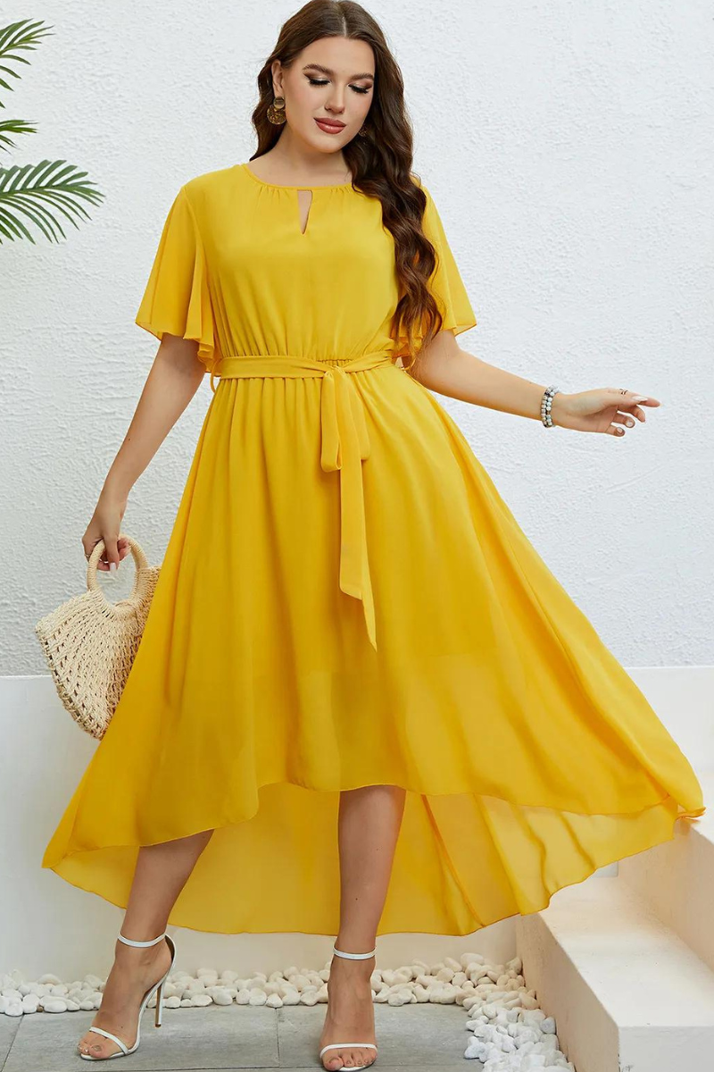 Vestido Plus Size Longuete Amarelo - Loja Mireva