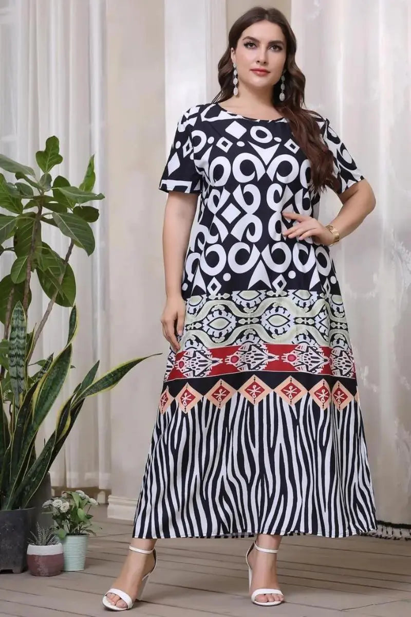 Vestido Plus Size Estampa Geométrica - Loja Mireva