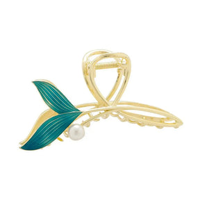 Whale Tail Hair Claw Pearl Shark Clip Headdress Vintage Ponytail Claws Trendy Hair Clip For Girl Cute Hair Accessories - Loja Mireva