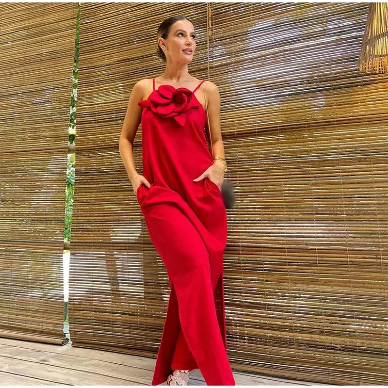 2024 New Elegant Cotton Linen Dresses Women Sleeveless Solid Color Split Fashion Vintage Loose Dress Vestidos Lady Outwear - Loja Mireva