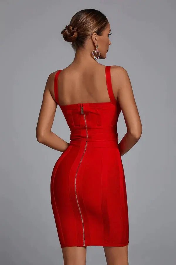 BEAUKEY Fashion Yellow Sexy V Neck Bandage Dresses Women Spaghetti Strap Belt Sashes Dress Khaki Party Club Vestidos Bodycon XL - Loja Mireva