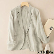 Blazer Casual De Linho Algodão Fino Bege / P Blazer