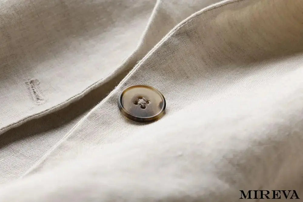 Blazer De Linho Fino Com Um Botão E Manga 3/4 Blazer