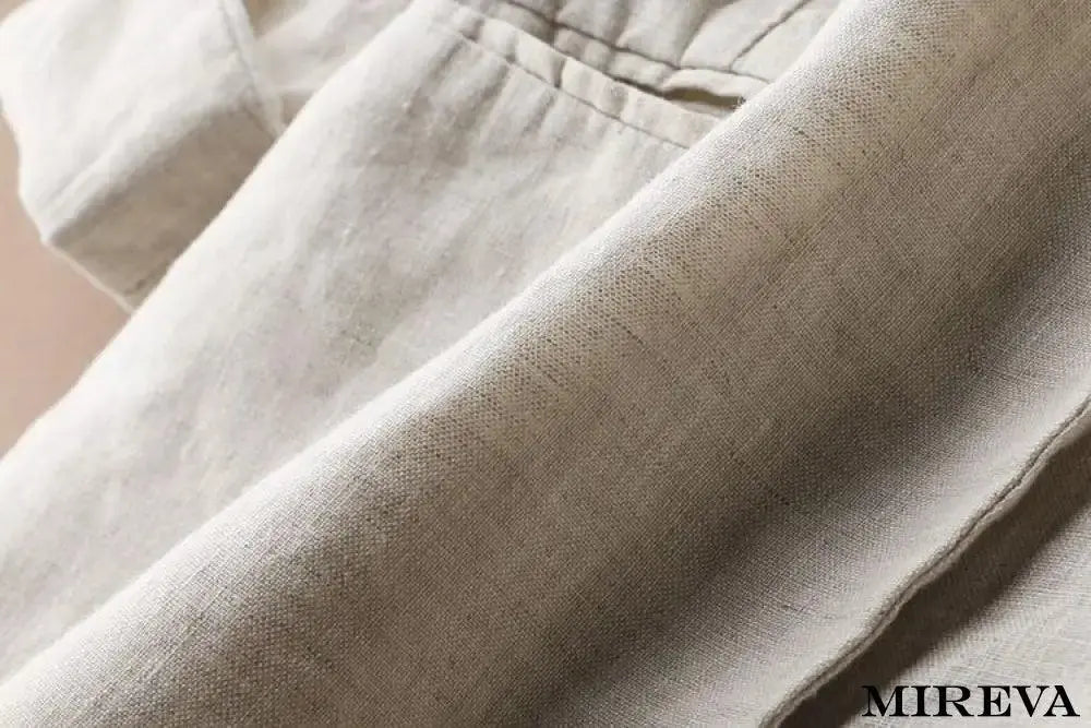Blazer De Linho Fino Com Um Botão E Manga 3/4 Blazer