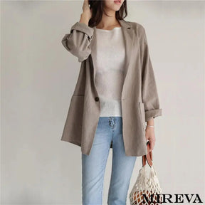 Blazer Fino De Linho Vintage Algodão Com Um Botão Blazer