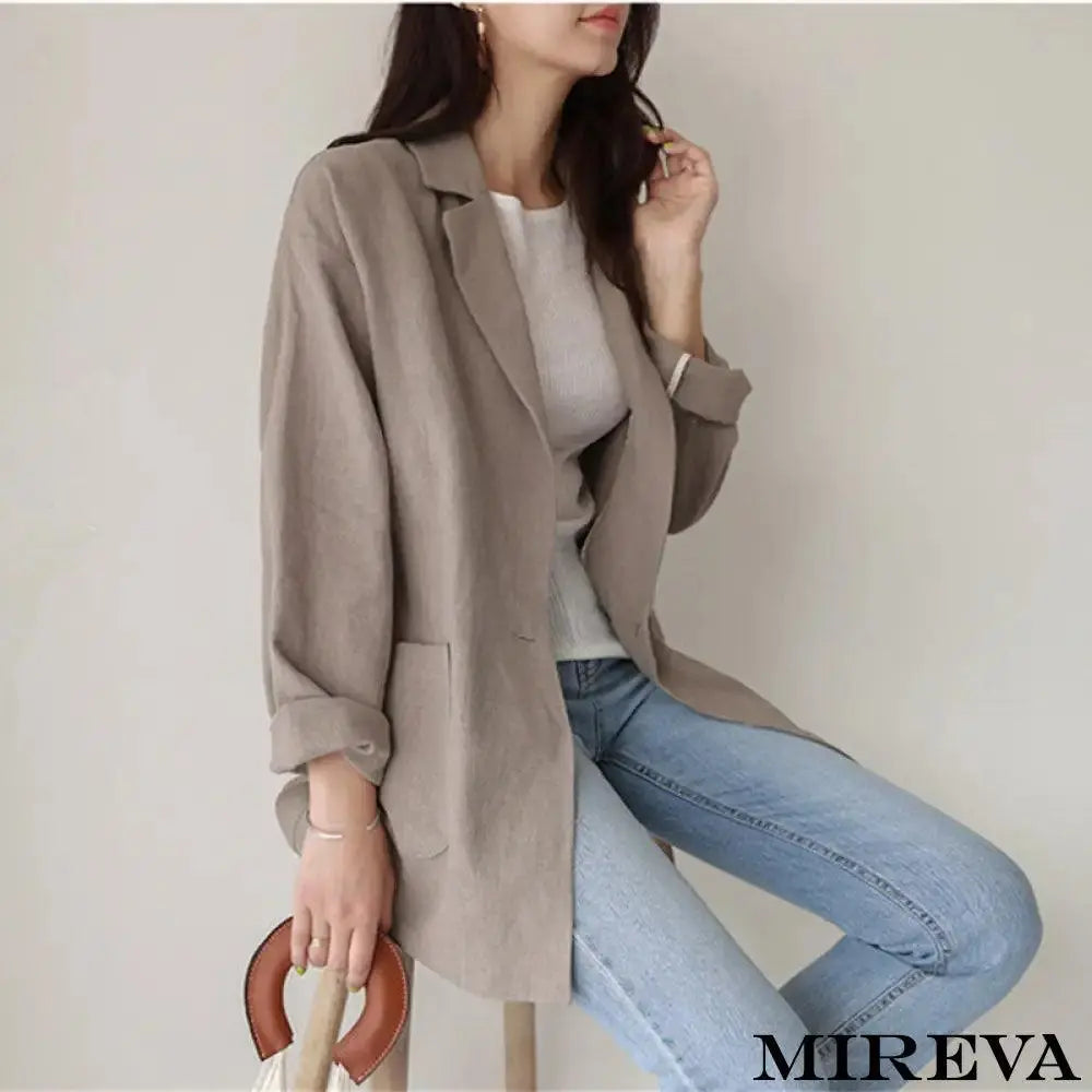 Blazer Fino De Linho Vintage Algodão Com Um Botão Blazer