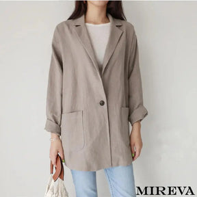 Blazer Fino De Linho Vintage Algodão Com Um Botão Blazer