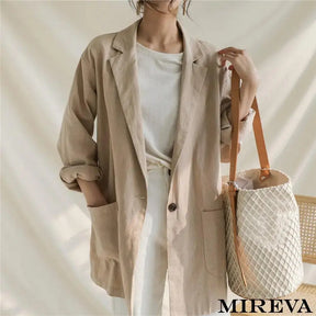 Blazer Fino De Linho Vintage Algodão Com Um Botão Blazer