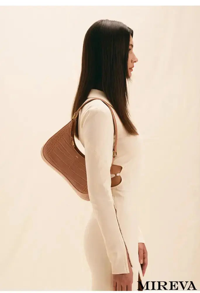 Bolsa Couro Croco De Ombro