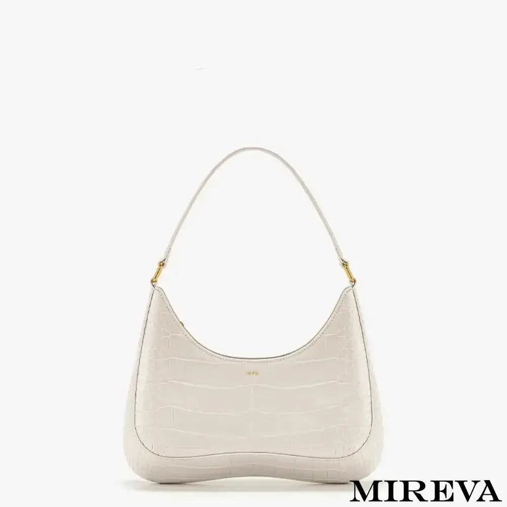 Bolsa Couro Croco De Ombro Branco