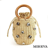 Bolsa de Palha Cravejada com Cristal
