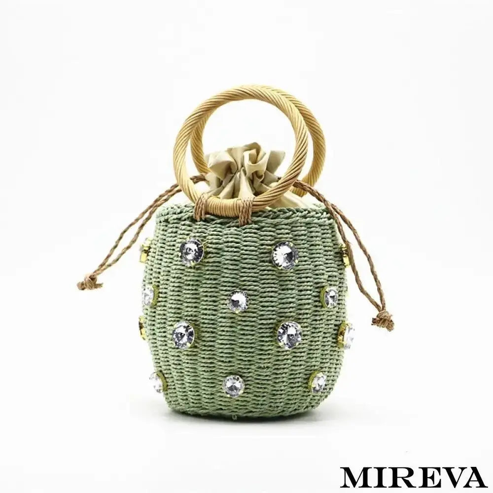 Bolsa de Palha Cravejada com Cristal, mireva