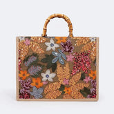 Loja Mireva, Bolsa de Palha Bordada, Bolsa Alça de Bambu, Bolsa Feminina Artesanal, Bolsa Feminina Tropical, Bolsa Feminina Verão