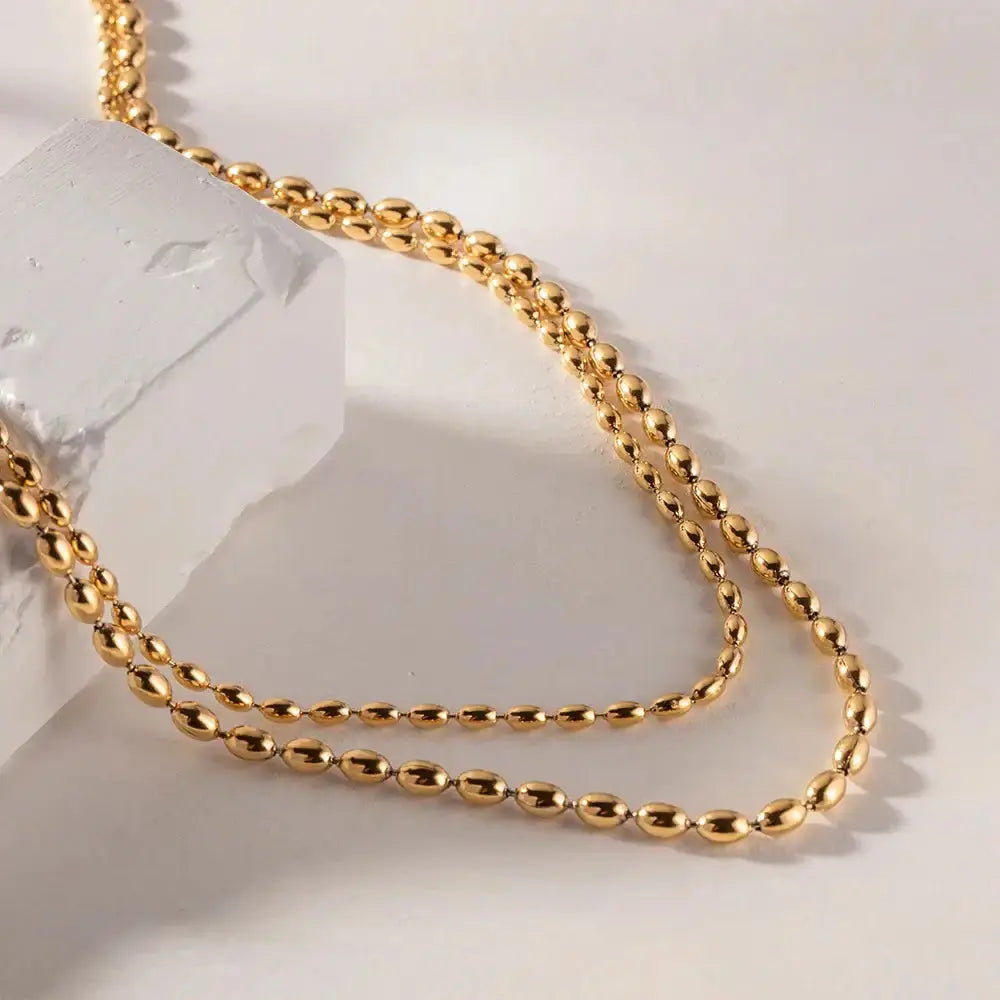 Colar Duplo Folheado A Ouro 18K