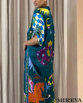 Conjunto Casual De Duas Peças Com Estampa Arte Fashion Graffiti