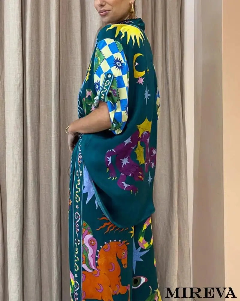 Conjunto Casual De Duas Peças Com Estampa Arte Fashion Graffiti