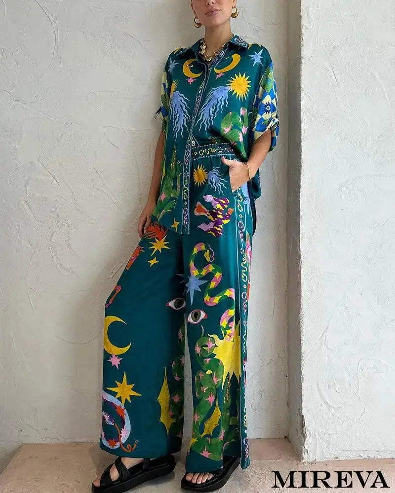 Conjunto Casual De Duas Peças Com Estampa Arte Fashion Graffiti