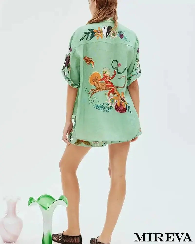 Conjunto Casual De Duas Peças Nature Print