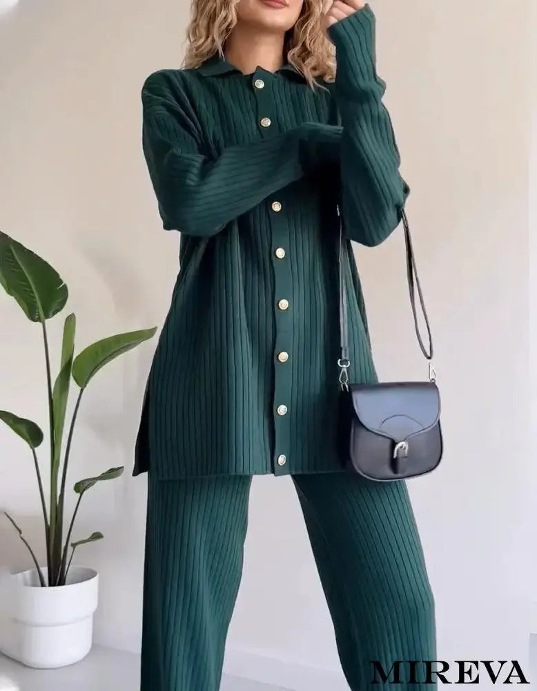 Conjunto Casual Listrado De Malha Jacquard
