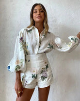 Conjunto De Short E Camisa Linho / P