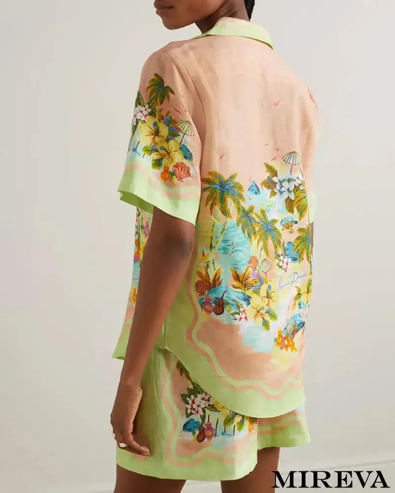 Conjunto De Shorts Resort Chique Casual Estampado