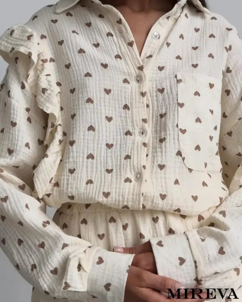 Conjunto Feminino Casual Estampa De Amor