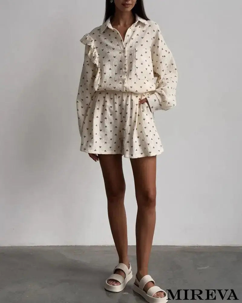 Conjunto Feminino Casual Estampa De Amor